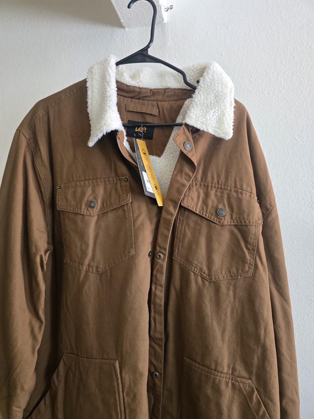 Lee Brown Canvas Jacket with White Sherpa Collar